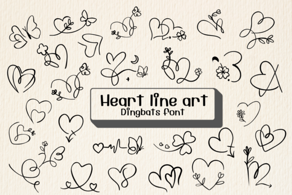 Heart Line Art: A Decorative Font for Web Design and Branding